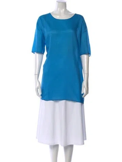 Pre-owned Issey Miyake Crew Neck Short Sleeve Top In Blue
