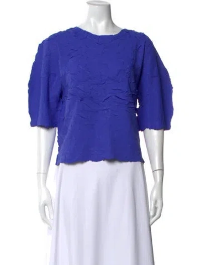 Pre-owned Issey Miyake Crew Neck Short Sleeve Top In Blue