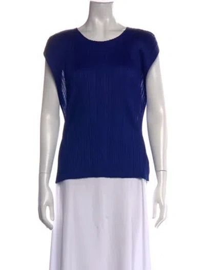 Pre-owned Issey Miyake Crew Neck Short Sleeve Top In Blue