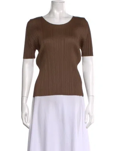Pre-owned Issey Miyake Crew Neck Short Sleeve Top In Brown