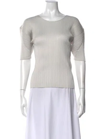 Pre-owned Issey Miyake Crew Neck Short Sleeve Top In Gray