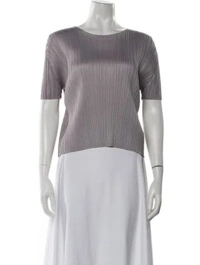 Pre-owned Issey Miyake Crew Neck Short Sleeve Top In Gray