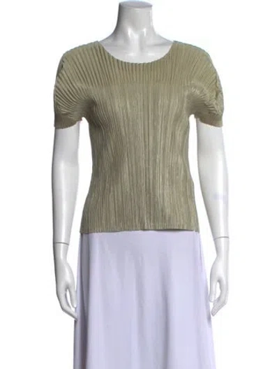 Pre-owned Issey Miyake Crew Neck Short Sleeve Top In Green