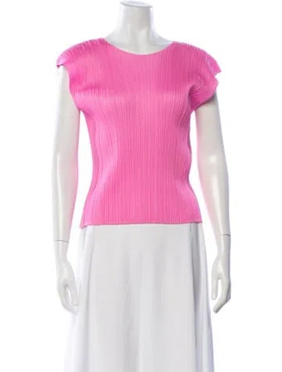Pre-owned Issey Miyake Crew Neck Short Sleeve Top In Pink