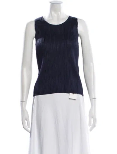 Pre-owned Issey Miyake Crew Neck Sleeveless Top In Blue