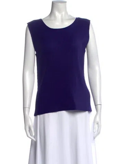 Pre-owned Issey Miyake Crew Neck Sleeveless Top In Blue