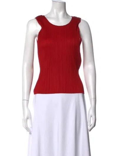 Pre-owned Issey Miyake Crew Neck Sleeveless Top In Red