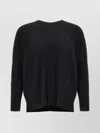 Issey Miyake Crew Neck Sweater With Pleated Texture And Ribbed Cuffs In Black