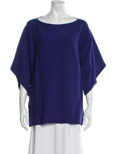 Pre-owned Issey Miyake Crew Neck Three-quarter Sleeve Top In Purple