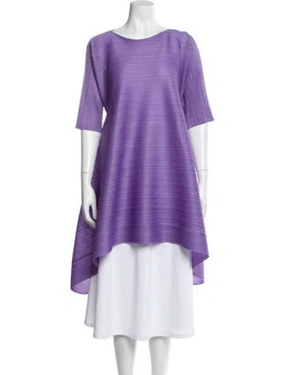 Pre-owned Issey Miyake Crew Neck Three-quarter Sleeve Tunic In Purple