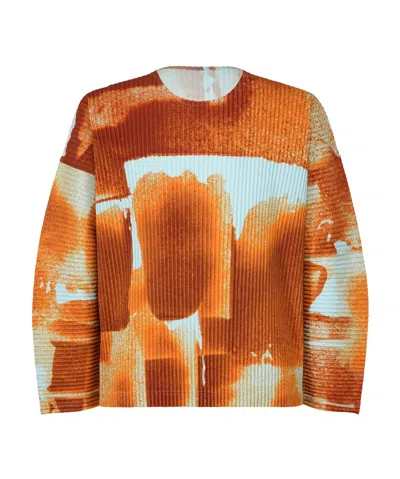 Issey Miyake Crew Neck Top In Brown