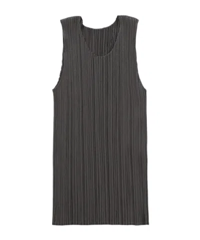 Issey Miyake Crew Neck Vest In Grey