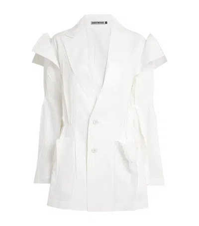 Issey Miyake Crimped And Pressed Blazer In White