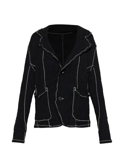 Issey Miyake Crinkled Contrast-stitch Blazer In Multi