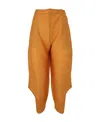 Issey Miyake Cropped Pleated Trousers In Orange