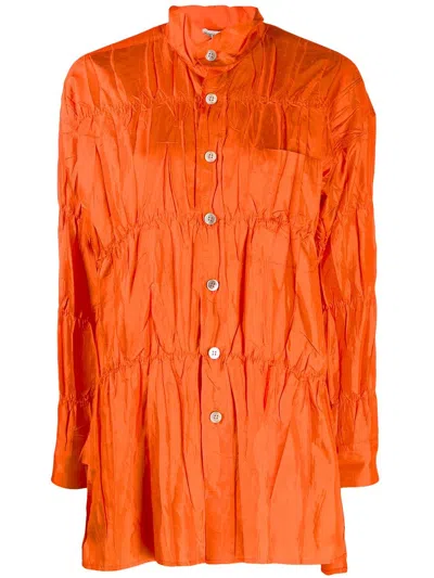 Pre-owned Issey Miyake Crushed Effect Shirt In Orange