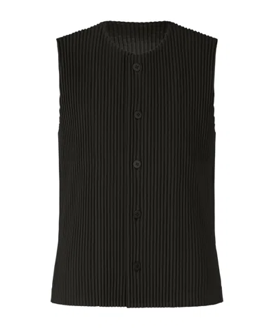Issey Miyake Custom Pleated Vest In Black