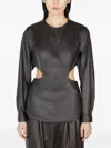 Issey Miyake Cut-out Long-sleeve Blouse In Black