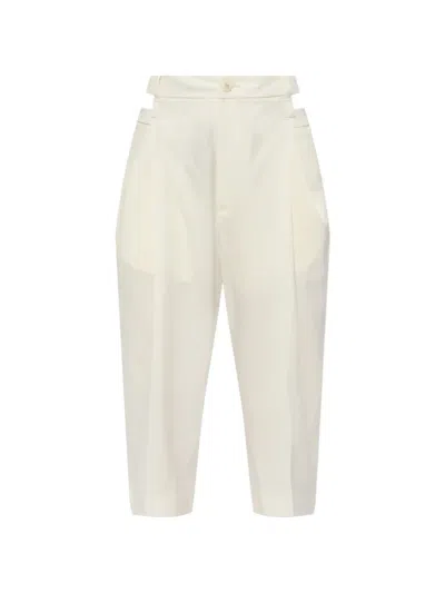 Issey Miyake Cut-out Trousers In White