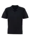 Issey Miyake Pleated Black Polo Shirt With Boxy Silhouette In Black