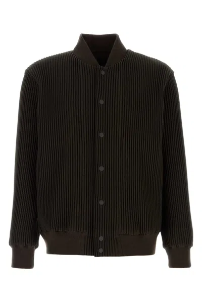 ISSEY MIYAKE DARK BROWN POLYESTER BOMBER JACKET