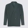 Issey Miyake Pleats 1 Double-breasted Jacket In Green