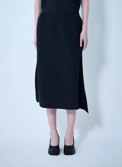 Issey Miyake Women Diagonal Textured Midi Skirt In Blue