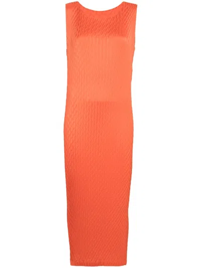Issey Miyake Diffused Midi Dress In Orange