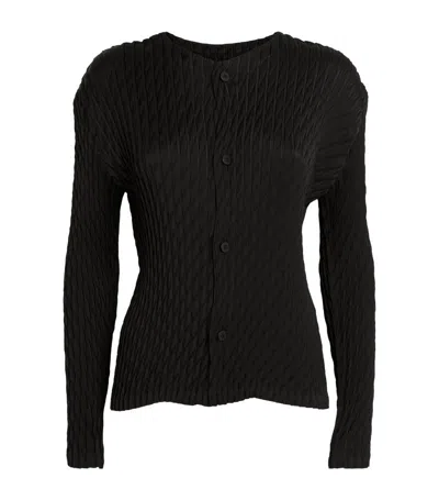 Issey Miyake Diffused Pleats Cardigan In Black