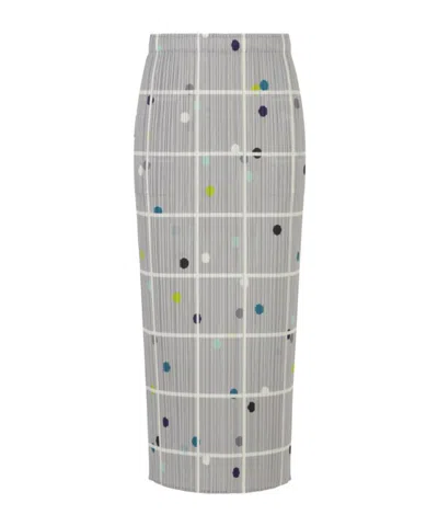 Issey Miyake Dotted Pleated Midi Skirt In Gray