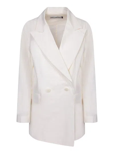 Issey Miyake Shaped Membrane Double-breasted Tailored Blazer In White