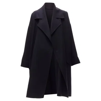 Issey Miyake Double Breasted Wide Cut Cocoon Coat In Blue