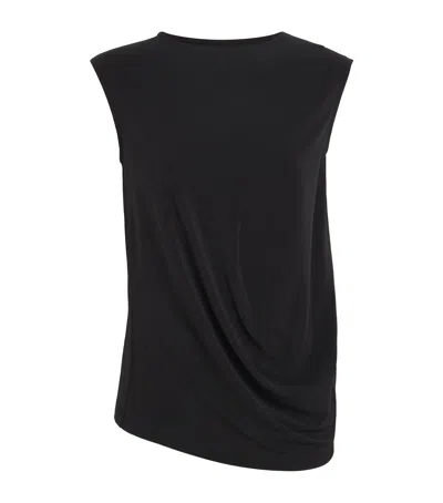 Issey Miyake Drape Jersey Sleeveless Blouse In Black
