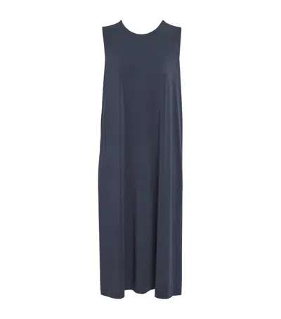 Issey Miyake Drape Jersey Sleeveless Midi Dress In Blue