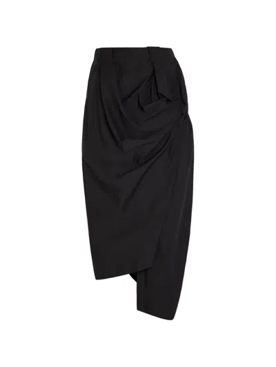 Issey Miyake Draped Asymmetric Trousers In Black