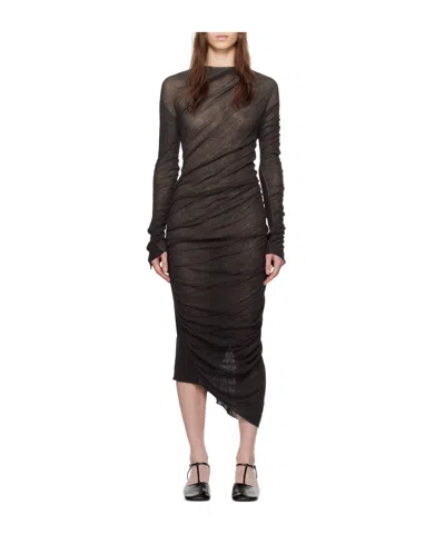 Issey Miyake Draped-design Cotton-blend Dress In Black