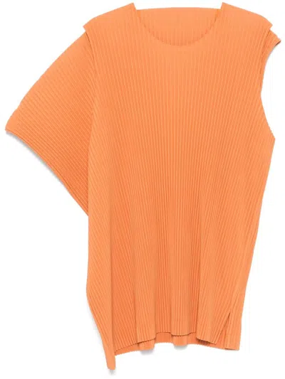 Issey Miyake Draped-panel Vest In Orange