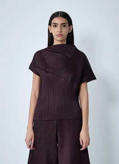 Issey Miyake Draped Pleated Shirt In Brown