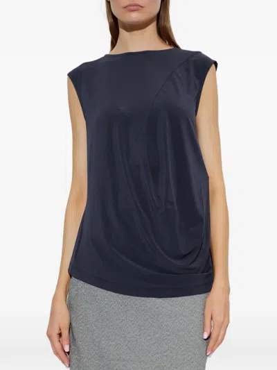 Issey Miyake Draped Sleeveless Top In Blue