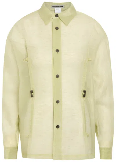 Issey Miyake Drawstring Organza Shirt In Green