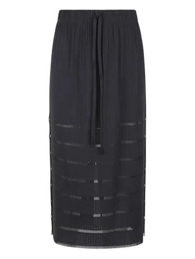 Issey Miyake Drawstring Pleated Skirt In Black