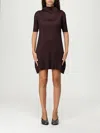 Issey Miyake Pleated High-neck Mini Dress In Brown