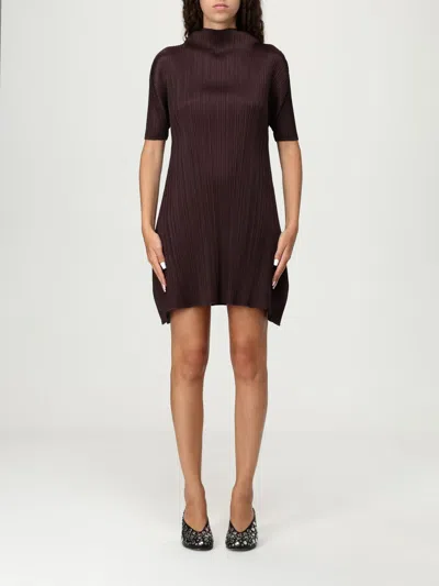 ISSEY MIYAKE DRESS PLEATS PLEASE ISSEY MIYAKE WOMAN COLOR BROWN,H29174032