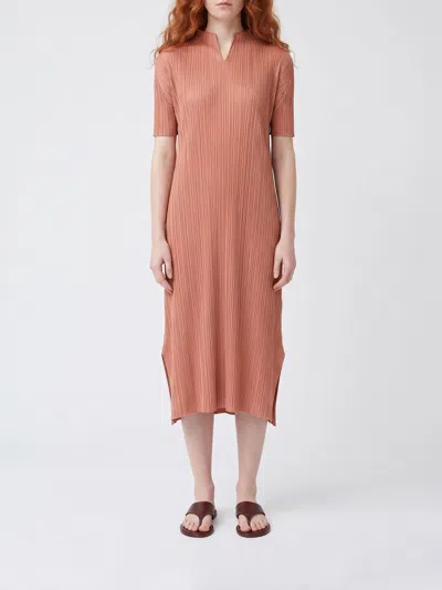 Issey Miyake Dress Pleats Please  Woman Color Brown In Neutral