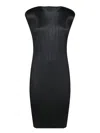 Issey Miyake Basic Mini Pleats Black Dress In Black