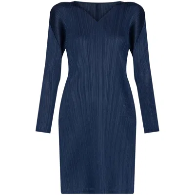 Issey Miyake February Pleated Tunic In Blue
