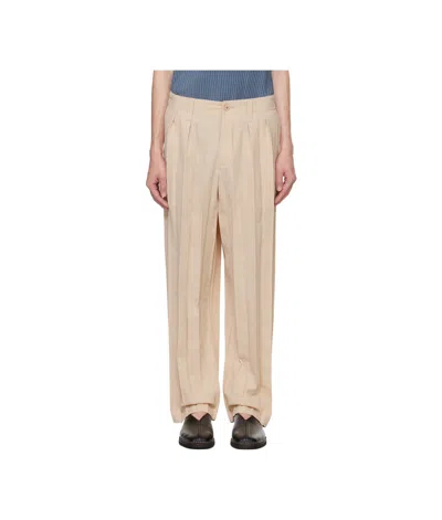 Issey Miyake Edge Ensemble Trousers In Nude