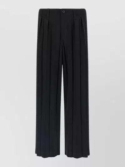 Issey Miyake Edge Ensemble Wide Leg Pleated Trousers In Black