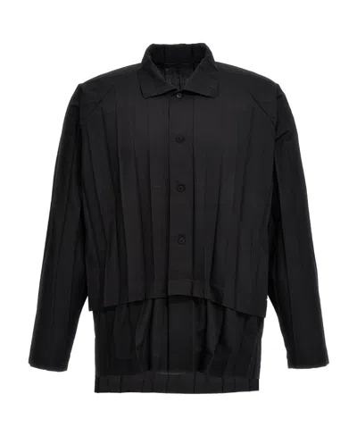 Issey Miyake Edge Pleated Shirt In Black