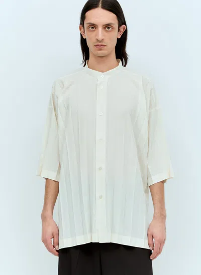 Issey Miyake Edge Pleated Shirt In White